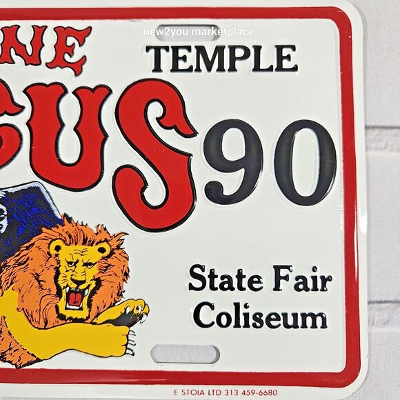 1990/1991 Shrine Circus Booster License Plate Tiger Lion And Elephant vintage - Picture 5 of 5